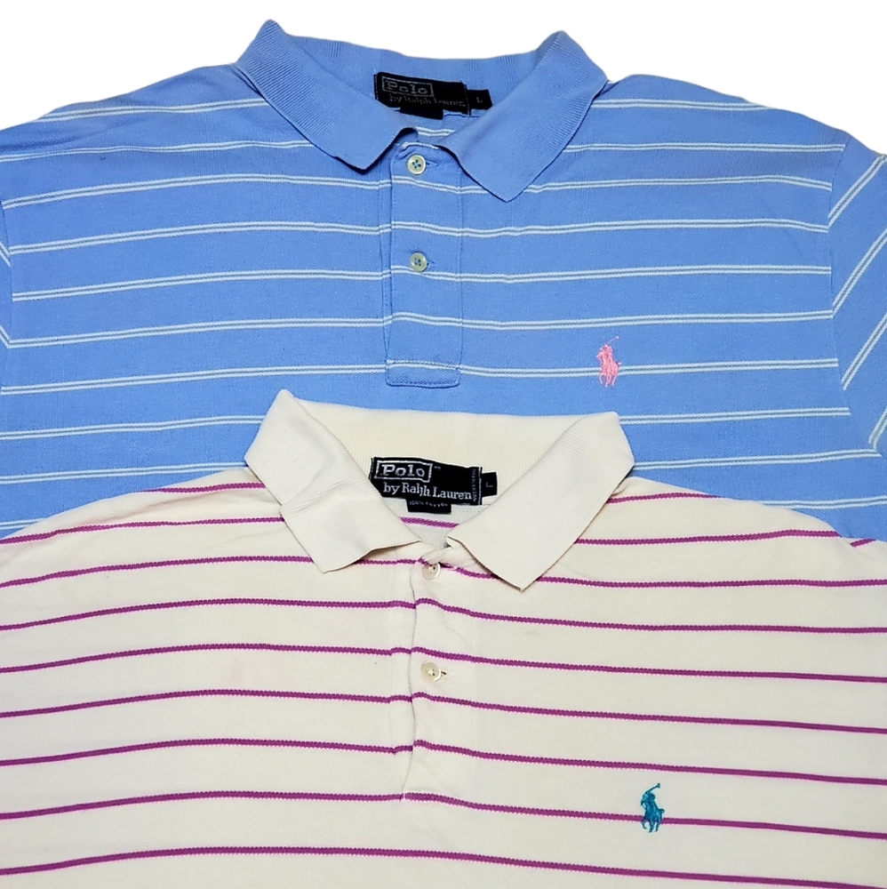 Lot of 2 Vintage Polo Ralph Lauren Polo Shirts Size Large